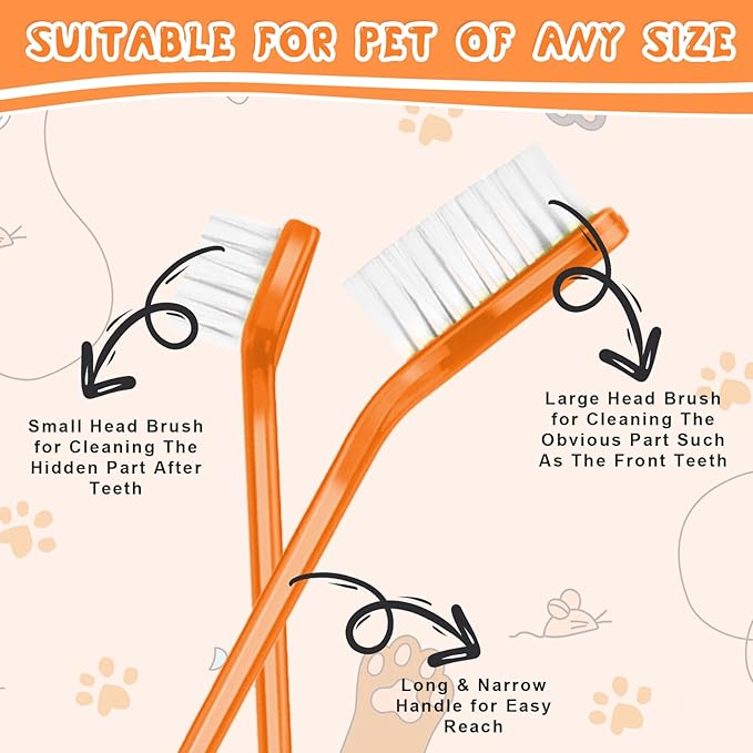 12Pcs Toothbrush for Dogs Small Breed,Dual Headed Dog Toothbrush,Dental Hygiene Soft Toothbrushs to Clean Pet Teeth,Dog Tooth Brush for Small to Large Dogs, Cats and Most Pets, 12 Color