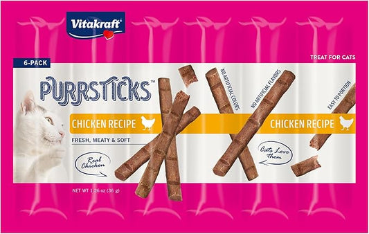 Vitakraft PurrSticks Meaty Cat Sticks - Chicken - Segmented and Breakable Meatstick - Deliciously Tender