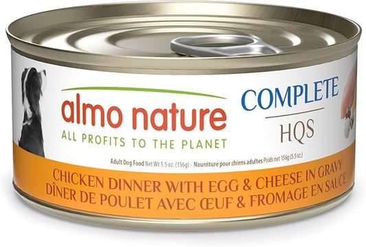 Almo Nature HQS Complete Wet Dog Food Chicken, Egg and Cheese, 5.5 oz (Pack of 12)