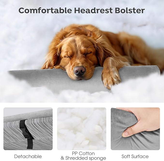 Veehoo Large Elevated Dog Bed, Outdoor Raised Dog Cot Hammock Bed with One-Sided Removable Headrest Bolster, Cooling Breathable Washable Teslin Mesh, Off Ground, Anti-Slip, XXL, CWC2204BCP