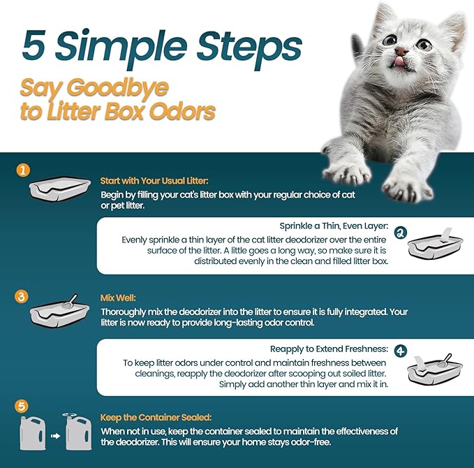 Cat Litter Deodorizer - 4Lb Activated Carbon Litter Box Odor Eliminator Absorber Unscented, Cat Litter Odor Control Room Deodorizer Solution for Homes with Pets