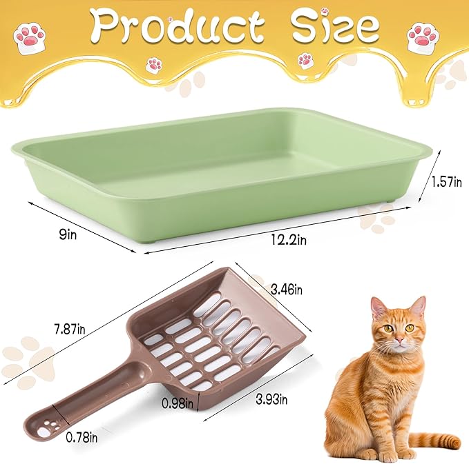6 Pcs Kitten Small Litter Box Set, Color Plastic Kitten Litter Pan with 6 Scooper Cat Litter Box Cat Litter Box Travel Toilet for Small Pet Kitty Bunny Guinea Pig