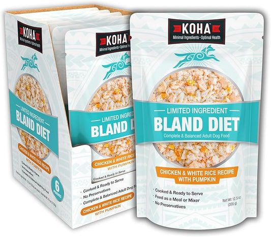 KOHA Limited Ingredient Bland Diet for Dogs, Chicken and White Rice Sensitive Stomach Wet Dog Food, Sold in Over 5,000 Vet Clinics & Pet Stores, Gentle Easy to Digest Bland Diet Dog Food, Pack of 6