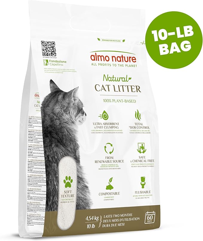 Natural Unscented Cat Litter - 10 lbs - Plant-Based, Clumping, Biodegradable, Non-Toxic, Compostable, Eco-Friendly, Odor Control, Low Dust, Safe for Cats & Kittens. (Pack of 2)