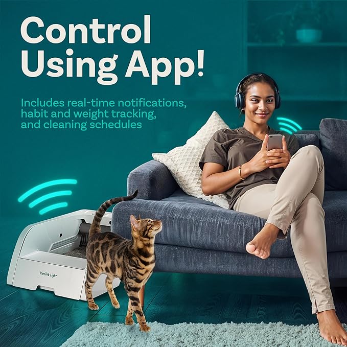 Self Cleaning Litter Box with Auto Safety Sensors for Multiple Cats - Automatic Cat Litter Box Self-Cleaning - Covered Ultra Odor Removal - Smart APP Control - Compatible On All WiFi - Electric Robot