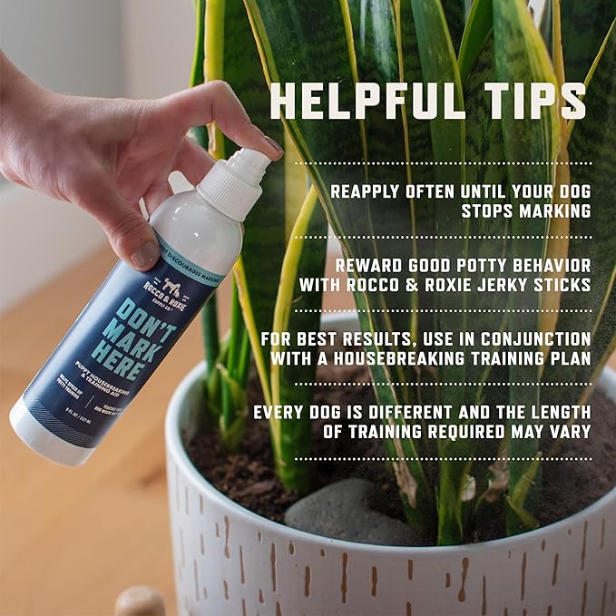 Rocco & Roxie Dog Potty Training Don't Mark Here - No Pee Repellent Spray for Dogs Indoor & Outdoor - Puppy Housebreaking Supplies - Anti Peeing for Dogs and Puppies - Made in USA