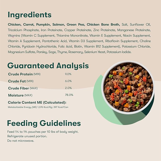 Jinx Salmon Grain Free Wet Dog Food Toppers, Meal or Mix with Dry Dog Food, Made with Real Salmon & Chicken, Bone Broth, No Fillers, Puppy, Adult, Senior, 9oz, 6 Pack