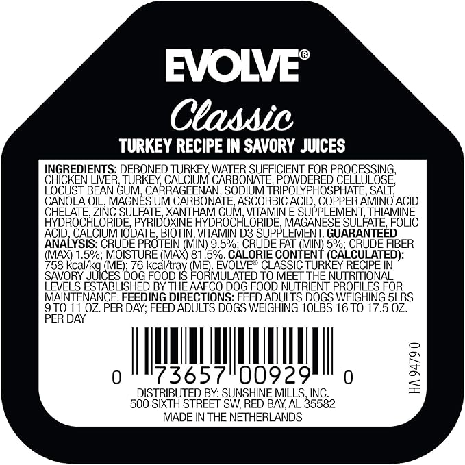 Evolve Classic Crafted Meals Turkey Recipe Dog Food (Pack of 15)
