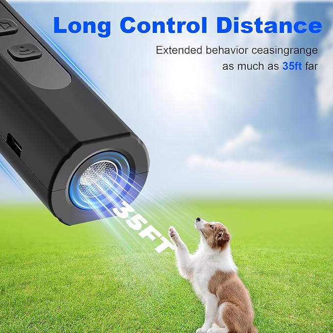 Dog Bark Deterrent Devices, Anti Barking Device for Dogs Training & Behavior Aids, Rechargeable Ultrasonic Dog Bark Control Devices with Digital Display, Portable Dog Training Tools for Indoor Outdoor