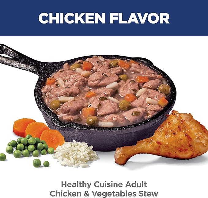 Hill's Science Diet Healthy Cuisine, Adult 1-6, Great Taste, Wet Dog Food, Chicken & Vegetables Stew, 2.8 oz Pounch, Case of 24