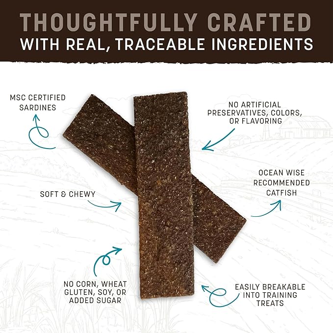 Earth Animal Wisdom Air-Dried Jerky from The Sea Recipe | Dog Treats | Dog Snacks | Premium Natural Fish Jerky Strips | 4 oz |Made in The USA (Pack of 1)