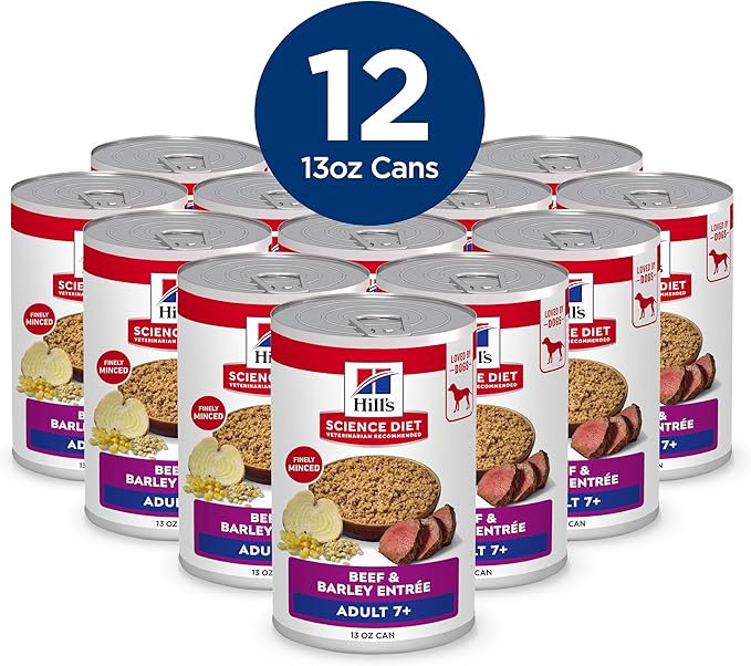 Hill's Science Diet Adult 1-6, Adult 1-6 Premium Nutrition, Wet Dog Food, Beef & Barley Loaf, 13 oz Can, Case of 12
