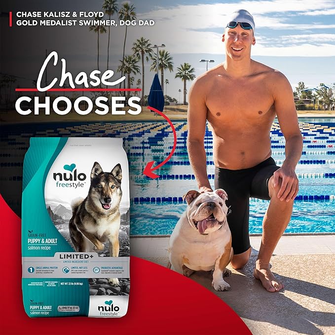 Nulo FreeStyle Limited Ingredient Dog Food, High-Protein Salmon Recipe, Grain-Free Natural Dry Dog Food for Adult Dogs & Puppies with Food Sensitivities, Single Animal Protein, 24 lb Bag