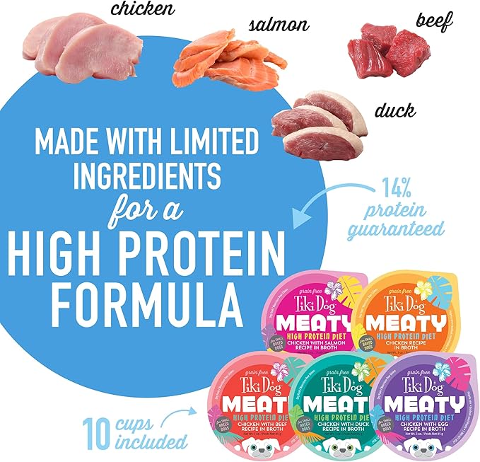 Tiki Dog Meaty Wet Dog Food, Variety Pack, 3 oz. Cup (10 Count)