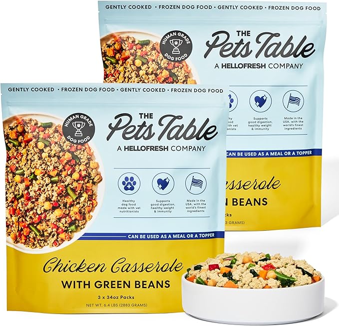 The Pets Table Human-Grade Chicken Casserole Fresh Dog Food, Dog Food Topper or Complete Meal, 6 Count of 34-oz Pouches, 12.7lbs