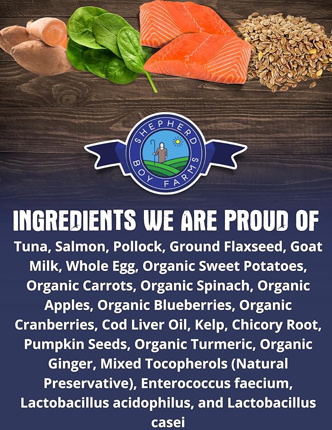 Freeze Dried Raw Dog Food, Fish Medley Recipe, All Natural, No Synthetics, Made in USA with Goat's Milk & Organic Produce, High Protein, Complete Meal (48oz)