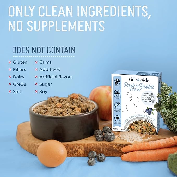 Side by Side Pork & Rabbit Stew, Cooling Dog Food for All Breeds, Made of Whole Foods, Every Ingredient Has a Purpose, No Artificial Additives, Fillers, or Gums, Ready to Serve, 12.5 oz, 3 Pack