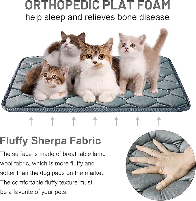 Dog Crate Mats,Soft Kennel Pads Washable with Anti-Slip Bottom,Dog Kennel Pads for Sleeping,Pets Mattress Cat Dog Beds for Large Medium Dogs(35x22,Grey)