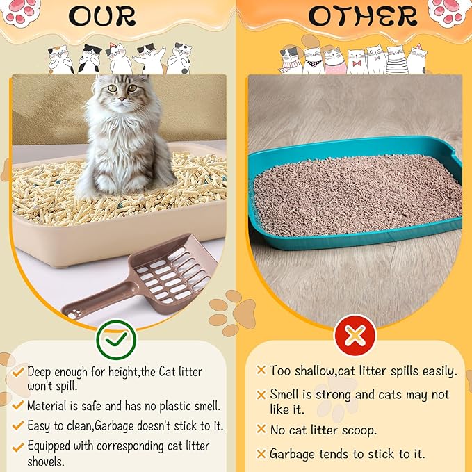 6 Pcs Kitten Small Litter Box Set, Color Plastic Kitten Litter Pan with 6 Scooper Cat Litter Box Cat Litter Box Travel Toilet for Small Pet Kitty Bunny Guinea Pig