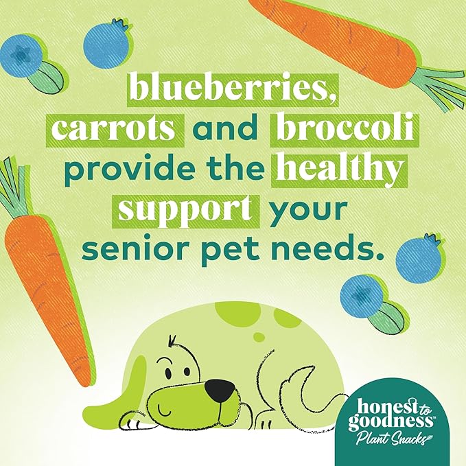 Honest to Goodness Plant Snacks Golden Years Blueberry & Carrot Recipe Dog Treats, Enriched with Omega 3s & Postbiotics, 8oz