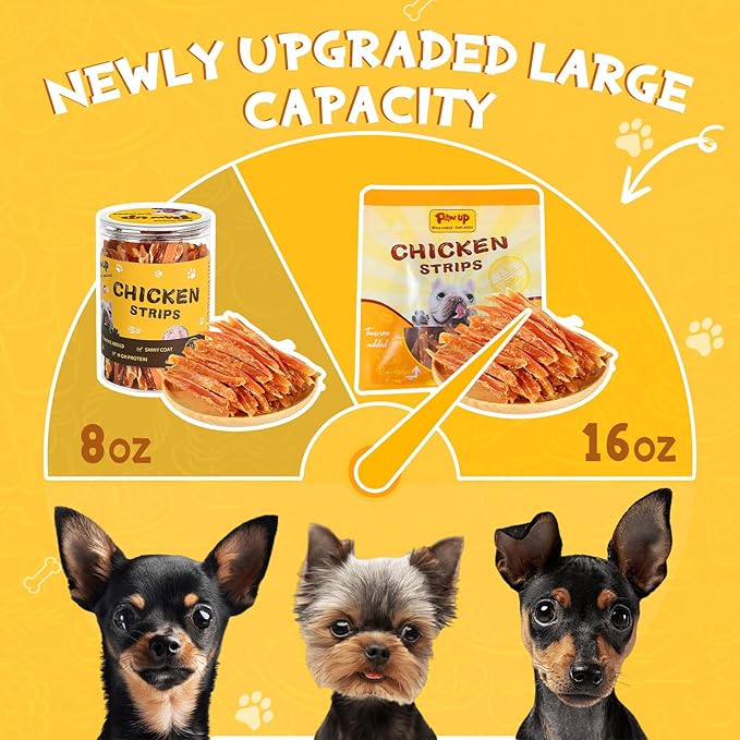 Chicken Jerky Strip Dog Treats w/Taurine Natural Rawhide Free Dog Snacks, Training Treats Chicken Jerky Sticks for Dogs, 24oz