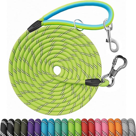 NTR 100FT Leashes for Large Breed Dogs, Long Leash with 2 Swivel Hooks and Comfortable Padded Handle, Puppy Leash Lead for Walking, Hunting, Camping, Backyard for Small Medium and Large Dogs