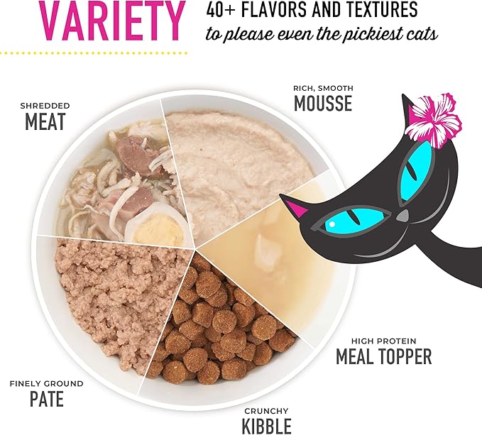Tiki Cat Luau Velvet Mousse Wet Cat Food, 24 Count Mega Variety Pack 2.8 oz. Pouch (24 Count)