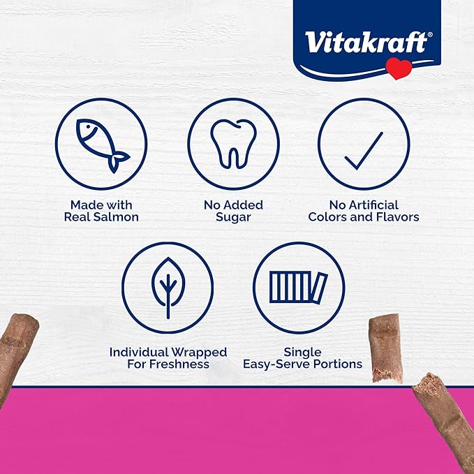 Vitakraft PurrSticks for Cats - Nutritious & Healthy Soft Cat Treats - Gently Oven Roasted Meat Sticks for Cats w/ 70% Meat - Easy-to-Serve Cat Chew Sticks (Chicken with Salmon, 4 Box Pack)