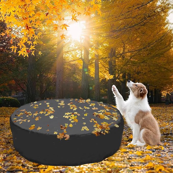 71 inch Dog Pool Cover, Portable Round Collapsible Bathing Tub Kiddie Pool Cover with Oxford Cloth Material and Drawstring Design, Waterproof and Dustproof (Black) - Only Cover…