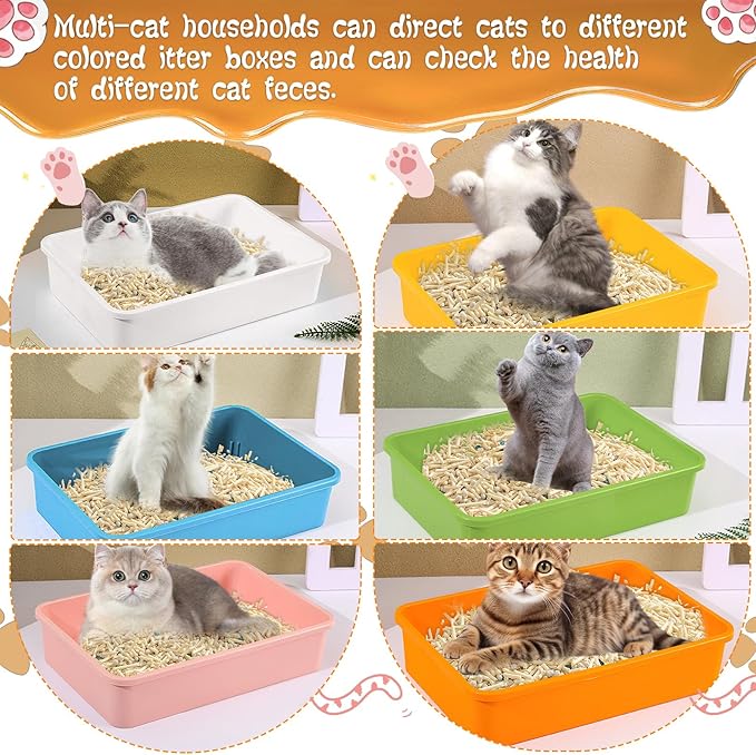 Kitten Small Litter Box Set, 6 Pcs Plastic Kitten Litter Pan with 6 Scooper Cat Litter Box Cat Litter Box Travel Toilet for Small Pet Kitty Bunny Guinea Pig