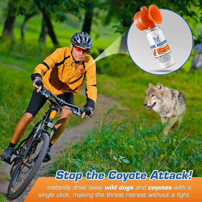 Air Horn, 1.4 oz 120 dB Loud Pet Trainer to Stop Dog Attacking Barking Fighting Jumping, Coyotes Air Horn for Safety, Protect Yourself & Pet While Walking, Orange(4 Pack)