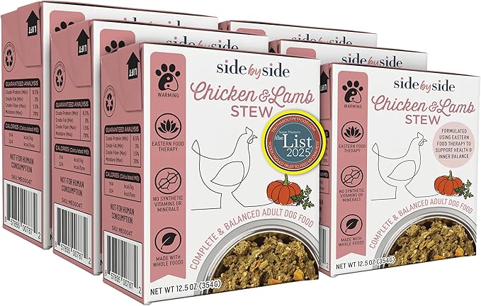 Side by Side Chicken & Lamb Stew, Warming Dog Food for All Breeds, Made of Whole Foods, Every Ingredient Has a Purpose, No Artificial Additives, Fillers, or Gums, Ready to Serve, 12.5 oz, 6 Pack