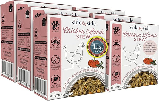 Side by Side Chicken & Lamb Stew, Warming Dog Food for All Breeds, Made of Whole Foods, Every Ingredient Has a Purpose, No Artificial Additives, Fillers, or Gums, Ready to Serve, 12.5 oz, 6 Pack