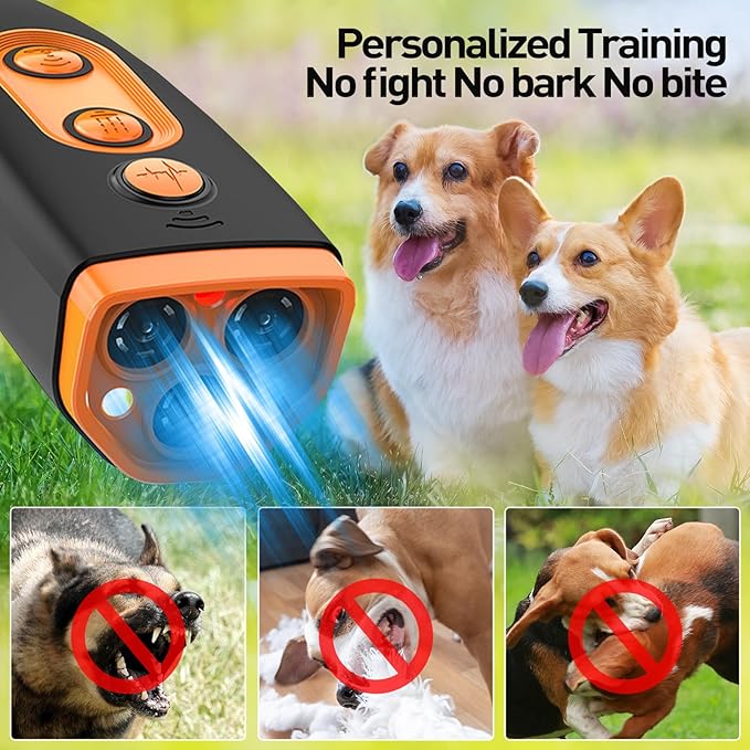 Upgraded Dog Bark Deterrent Devices,Dog Barking Deterrent Devices,Rechargeable Ultrasonic Dog Trainer,50 Ft Effective,Safe for Human & Dogs,3 Modes & LED Light, Anti Barking Device for Dogs