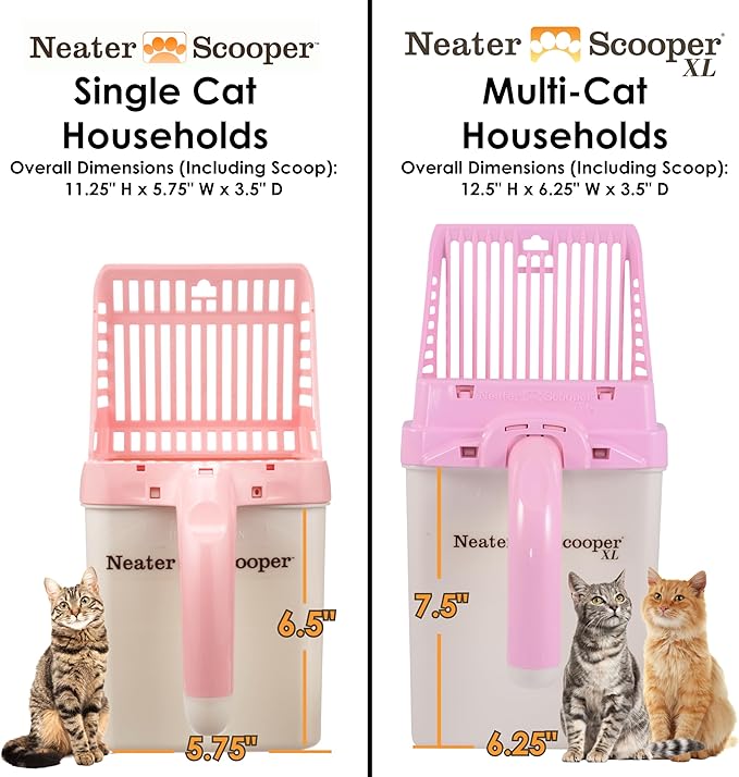 Neater Pet Brands Neater Scooper XL Cat Litter Scoop, 60 Refill Bags – Extra-Large Capacity Mess-Free Cat Litter Scooper with Bag for Large & Multiple Cats, Spill-Proof Litter Box Scooper with Holder