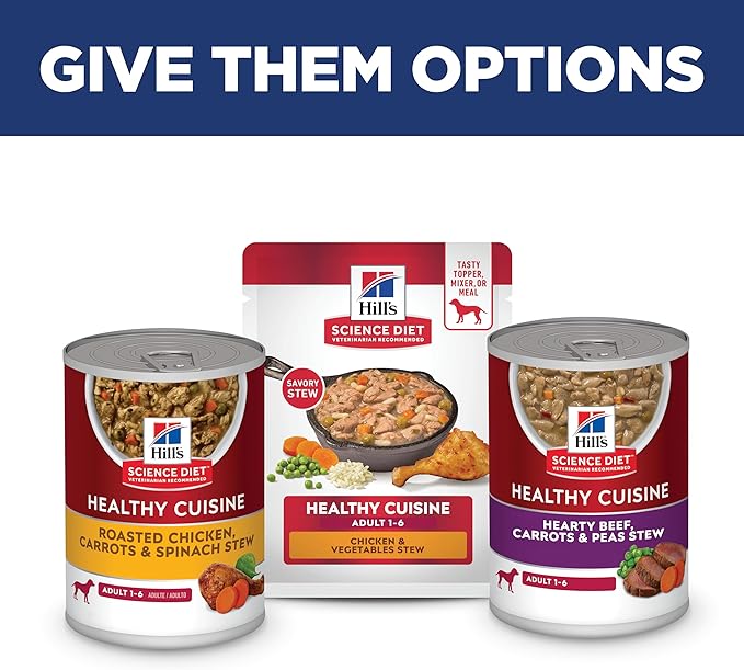 Hill's Science Diet Healthy Cuisine, Adult 1-6, Great Taste, Wet Dog Food, Chicken & Vegetables Stew, 2.8 oz Pounch, Case of 24