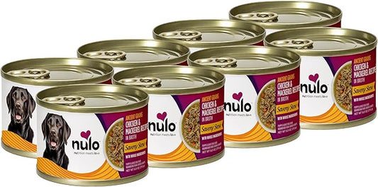 Nulo Ancient Grains Savory Stew with Whole Ingredients Puppy & Dog Food, Chicken and Mackerel in Broth, 6.0 Ounce, 8 Cans