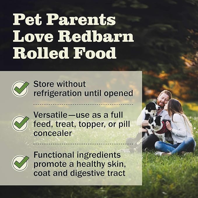 Redbarn Pet Products All-Natural Premium Rolled Dog Food, Beef Recipe - Soft Semi-Moist Wet Formula for High Protein Diet, Training Rewards, & Treat Pill Concealer - 4 lb, 1 Count