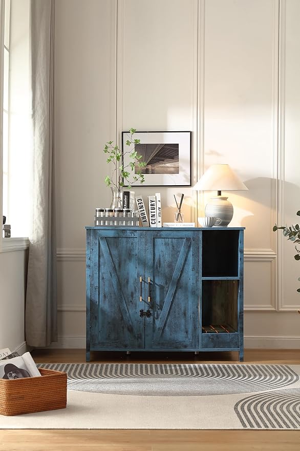 Cat Litter Robot Enclosure, Enclosure for self-Cleaning Litter Boxes,Adjustable Shelf for Dog Proof and Storage,Charging Station,Locks Added for cat,Large Indoor Cat House,Blue