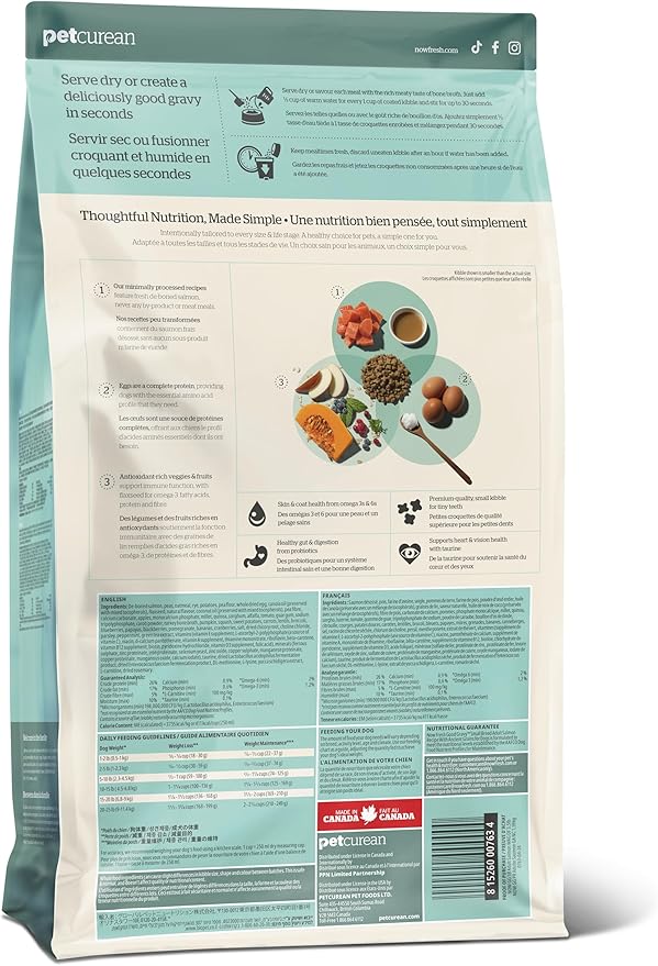 Now Fresh Good Gravy Premium Dry Dog Food with Salmon & Ancient Grains for Small Breeds, Healthy Kibble for Adults Coated in Bone Broth – Just Add Water to Moisten, Chicken-Free, 12 lb Bag