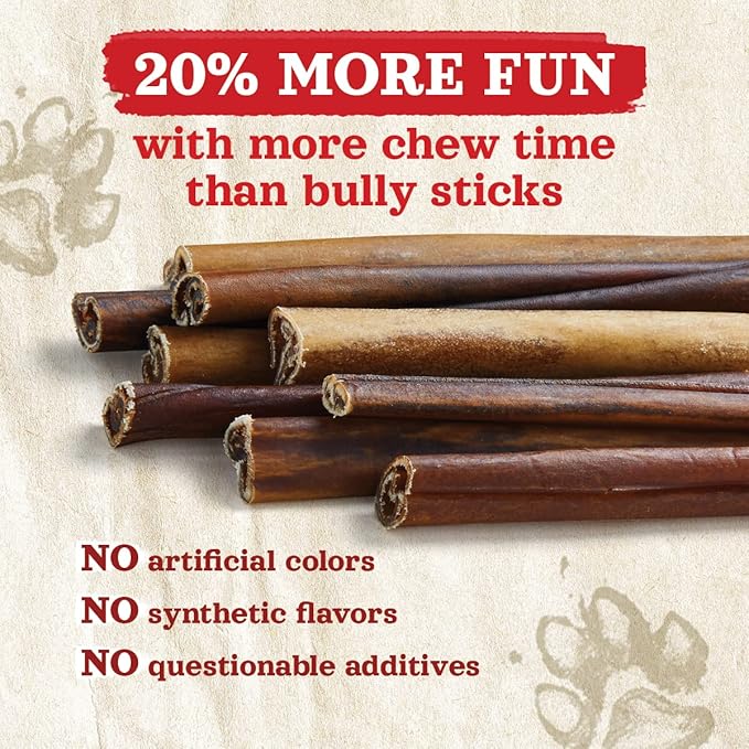 Natural Farm Collagen Chews. 6 Inch, 10 Pack. Odor-Free Long Lasting Bully Sticks & Rawhide Alternative Dog Treats, 95% Collagen Low Fat, High Protein Best Dental Dog Treats – Medium & Large Dogs