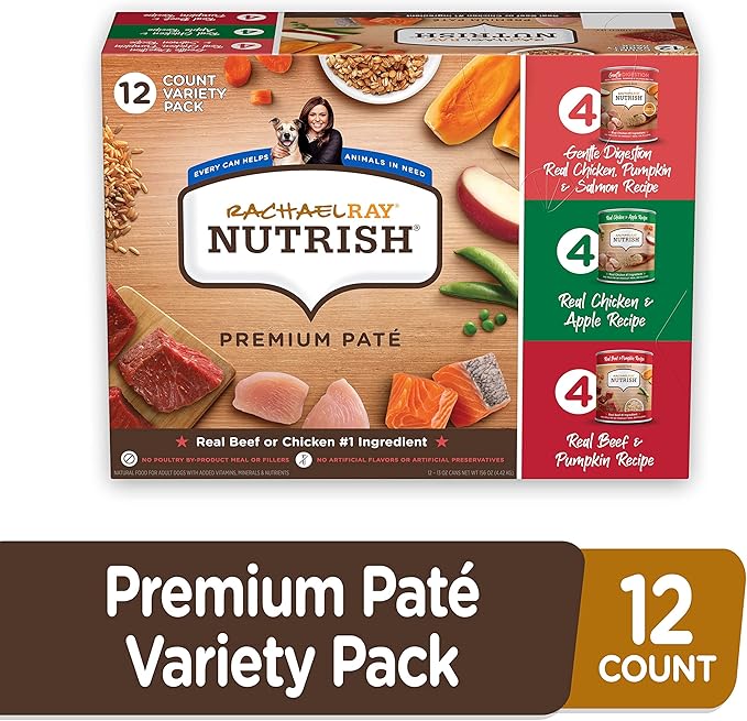 Rachael Ray Nutrish Wet Dog Food Variety Pack Premium Paté, 13 oz. Cans, 12 Count