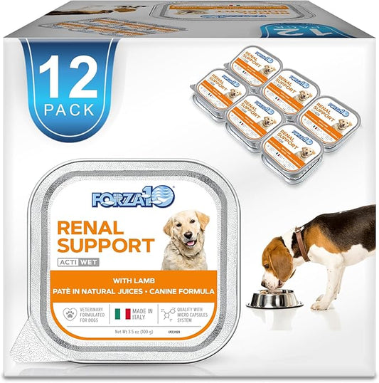 Forza10 Kidney Care Dog Food – Renal Support Wet Dog Food with Lamb, Low Protein & Phosphorus Formula, Sensitive Stomach, 3.5 oz Cans, 12 Pack – Vet Formulated, Made in Italy