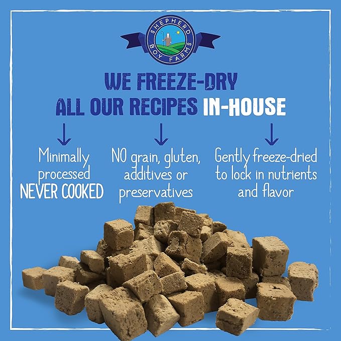 Freeze Dried Raw Dog Food, Bison Recipe, All Natural, No Synthetics, Made in USA with Goat's Milk & Organic Produce, High Protein, Complete Meal (14oz)