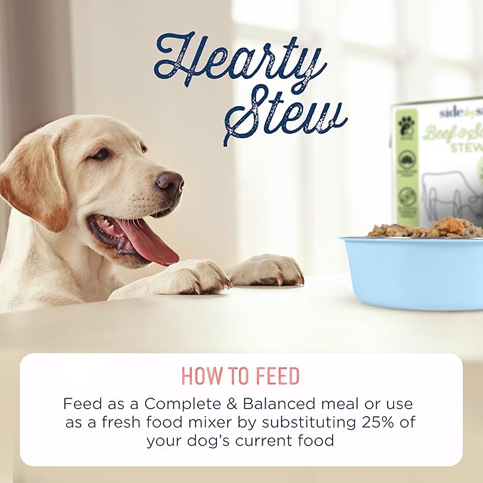 Side by Side Beef & Salmon Stew, Neutral Dog Food for All Breeds, Made of Whole Foods, Every Ingredient Has a Purpose, No Artificial Additives, Fillers, or Gums, Ready to Serve, 12.5 oz, 6 Pack