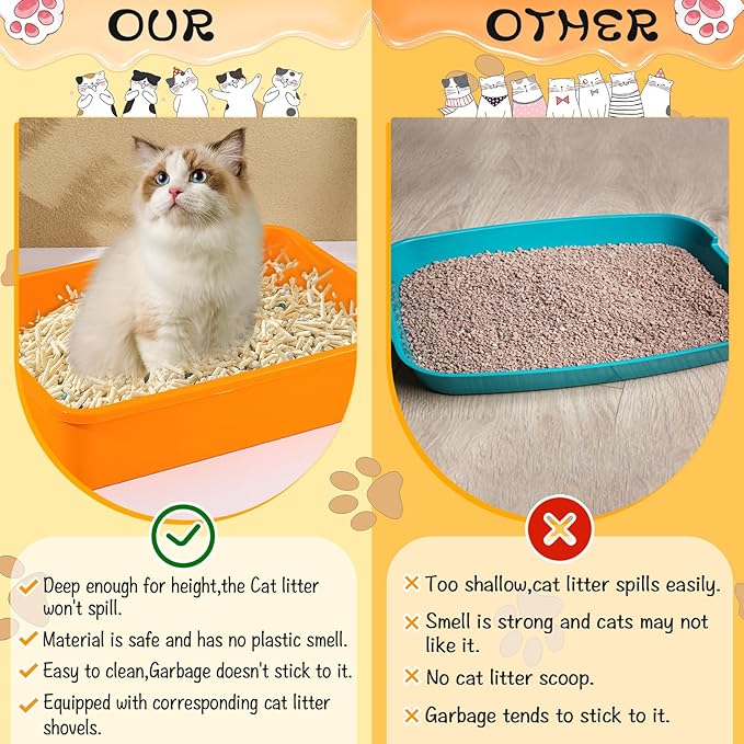 Kitten Small Litter Box Set, 6 Pcs Plastic Kitten Litter Pan with 6 Scooper Cat Litter Box Cat Litter Box Travel Toilet for Small Pet Kitty Bunny Guinea Pig