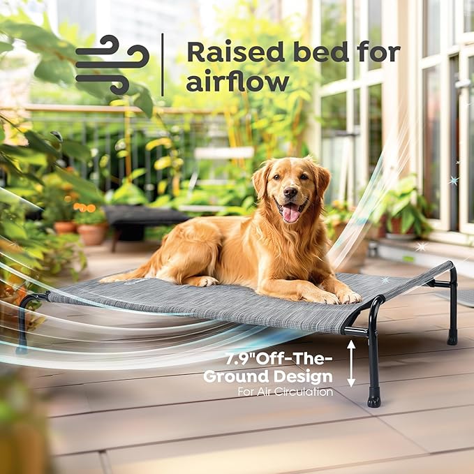 Veehoo Original Elevated Dog Cot - Raised Headboard Cooling Pet Bed, Large Dogs, Non-Slip & Breathable, XXL, CWC2417A