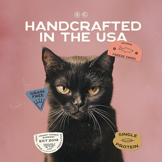 Smart Cookie Salmon Freeze Dried Cat Treats – Minimal Ingredient, High-Protein Snacks for Picky Cats – Wild Caught Salmon, No Fillers, Made in The USA – 1oz (3 Pack)