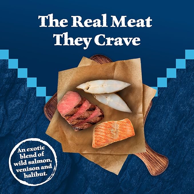 Blue Buffalo Wilderness Denali Dinner Wet Dog Food, High-Protein & Grain-Free, Made with Natural Ingredients, Wild Salmon, Venison & Halibut, 12.5-oz. Can (12 Count)