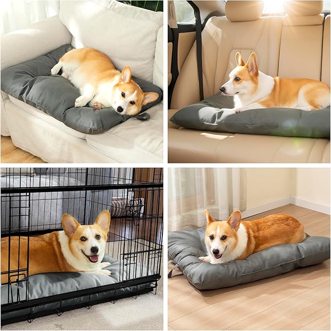 Extra Large Dog Bed Washable Pet Bed Mattress with Oxford Fabric Pillow Cushion for Crate Kennel Pet Easy-Carry Cat Beds,47”Lx29”W,Gray